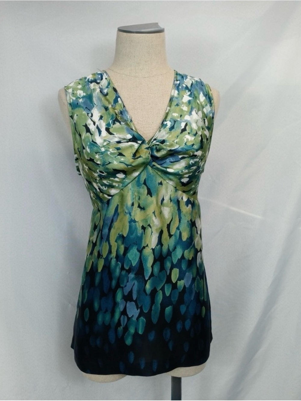 Watercolor Twist-Front Sleeveless Top